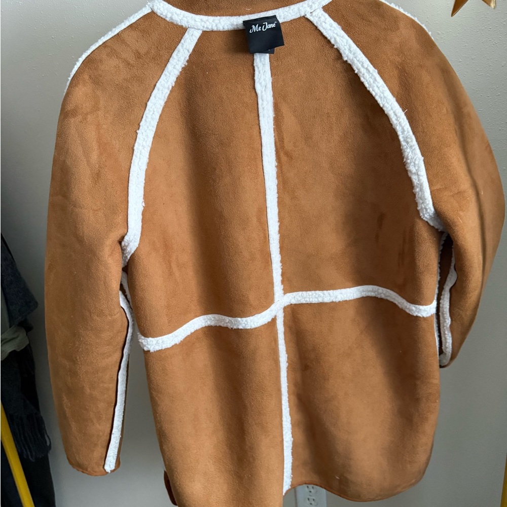 Me Jane Reversible Sherpa Jacket Tan Faux Suede Western Coat Small - Picture 4 of 7